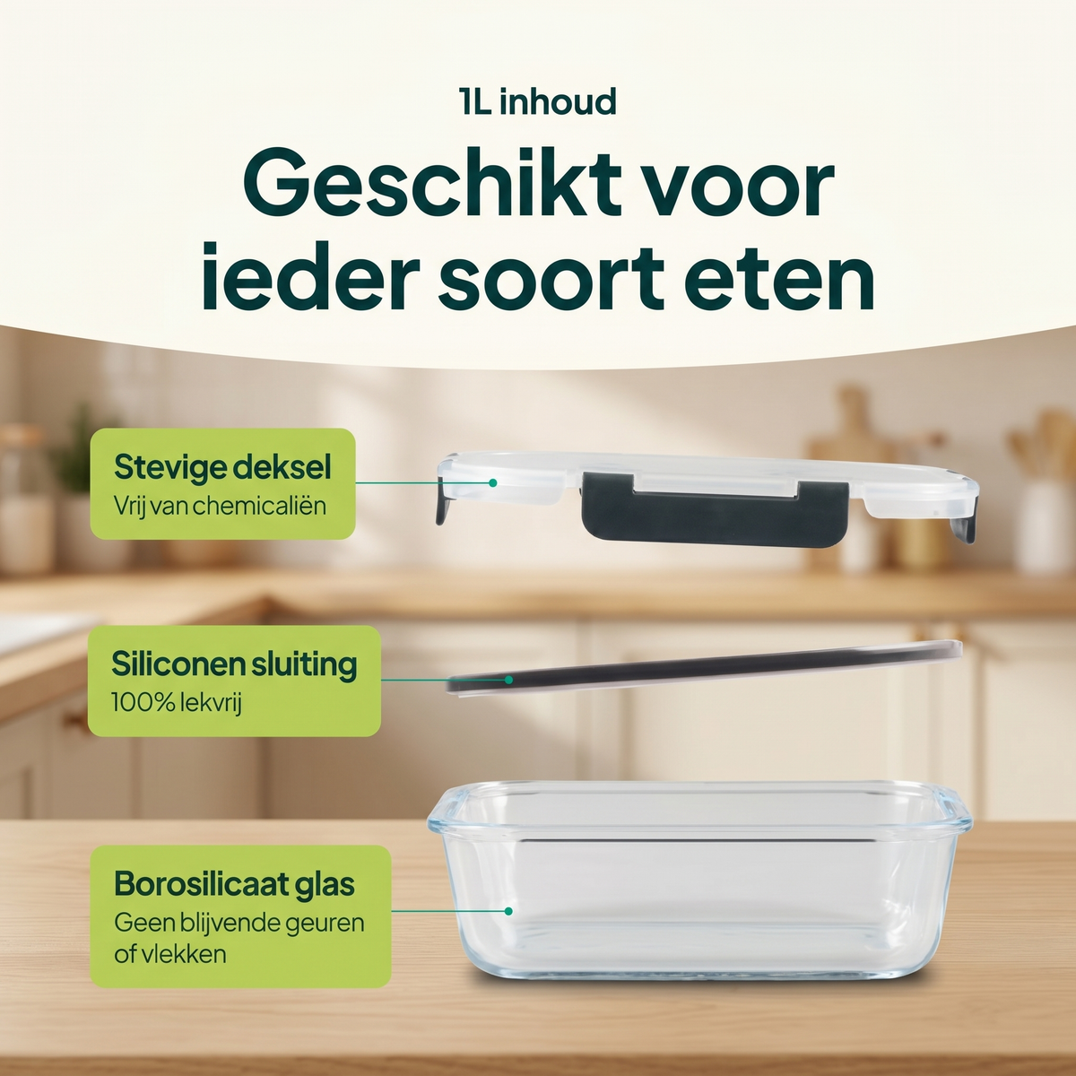 Récipients de préparation de repas en verre Vivid Green, 10 pièces