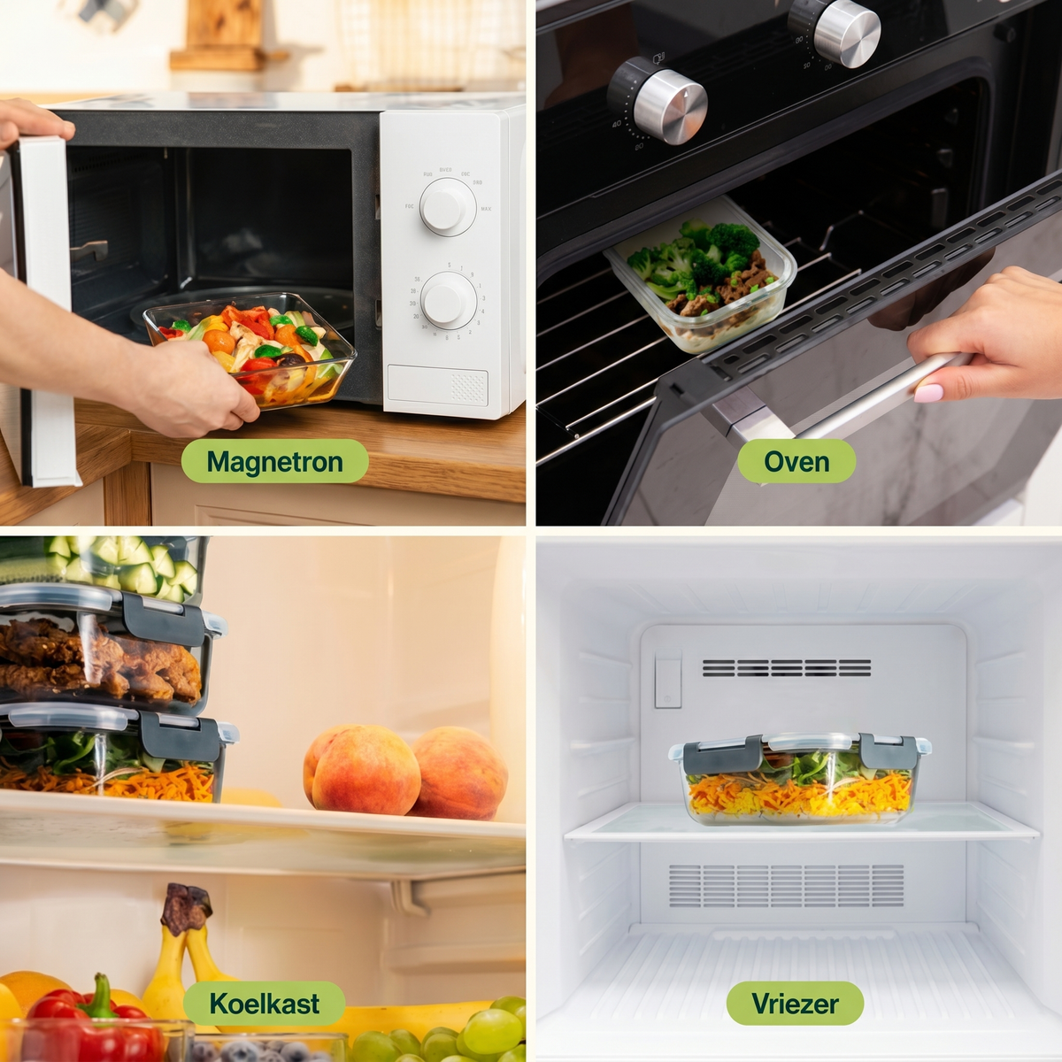 Récipients de préparation de repas en verre Vivid Green, 10 pièces