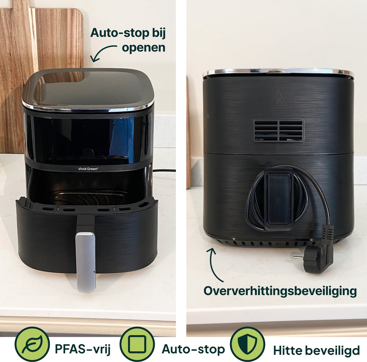 Friteuse à air chaud Vivid Green avec écran 5L