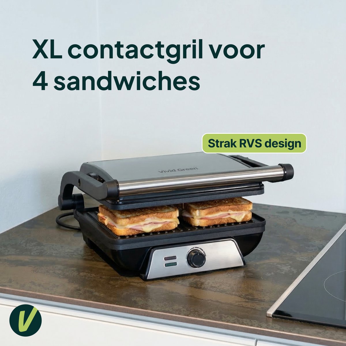 Appareil à croque-monsieur Vivid Green avec fonction gril