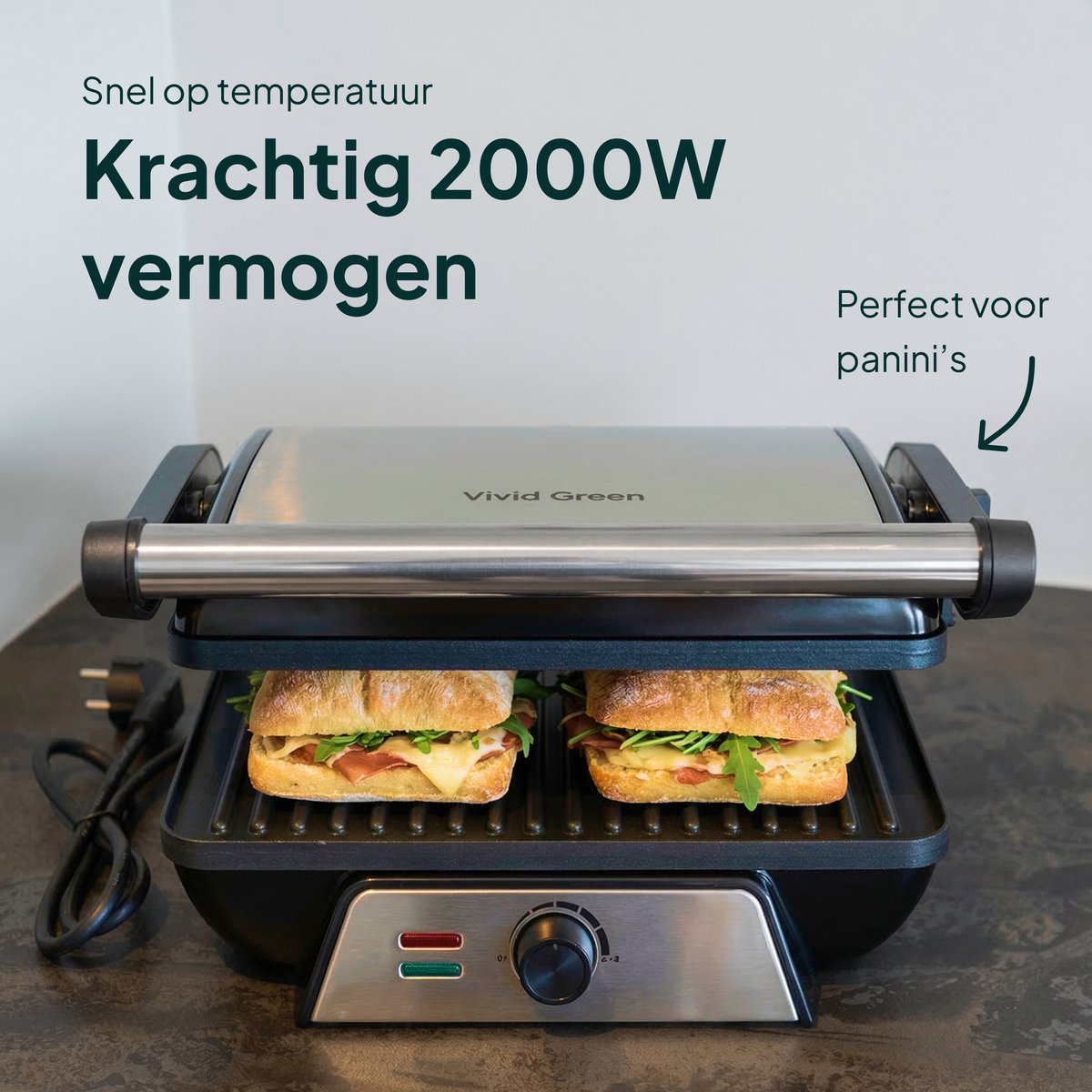 Appareil à croque-monsieur Vivid Green avec fonction gril