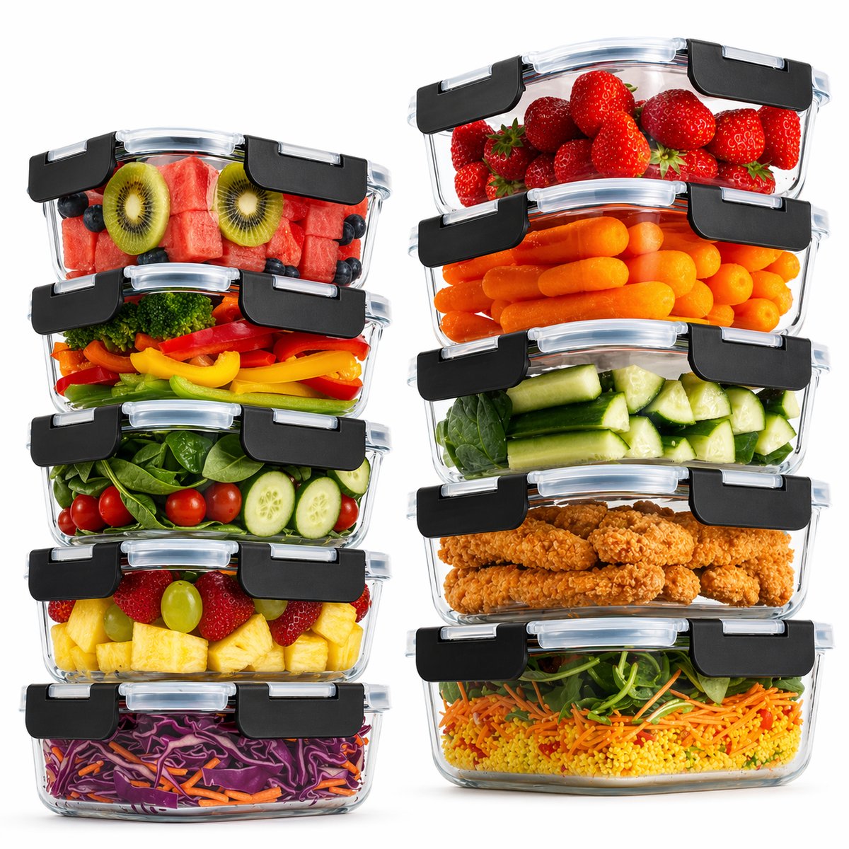 Récipients de préparation de repas en verre Vivid Green, 10 pièces