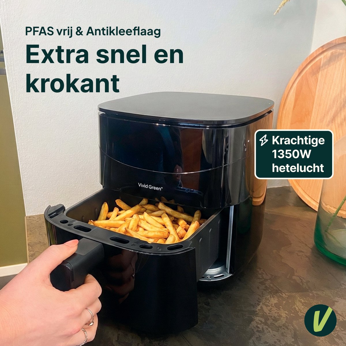 Friteuse à air chaud Vivid Green avec écran 3L