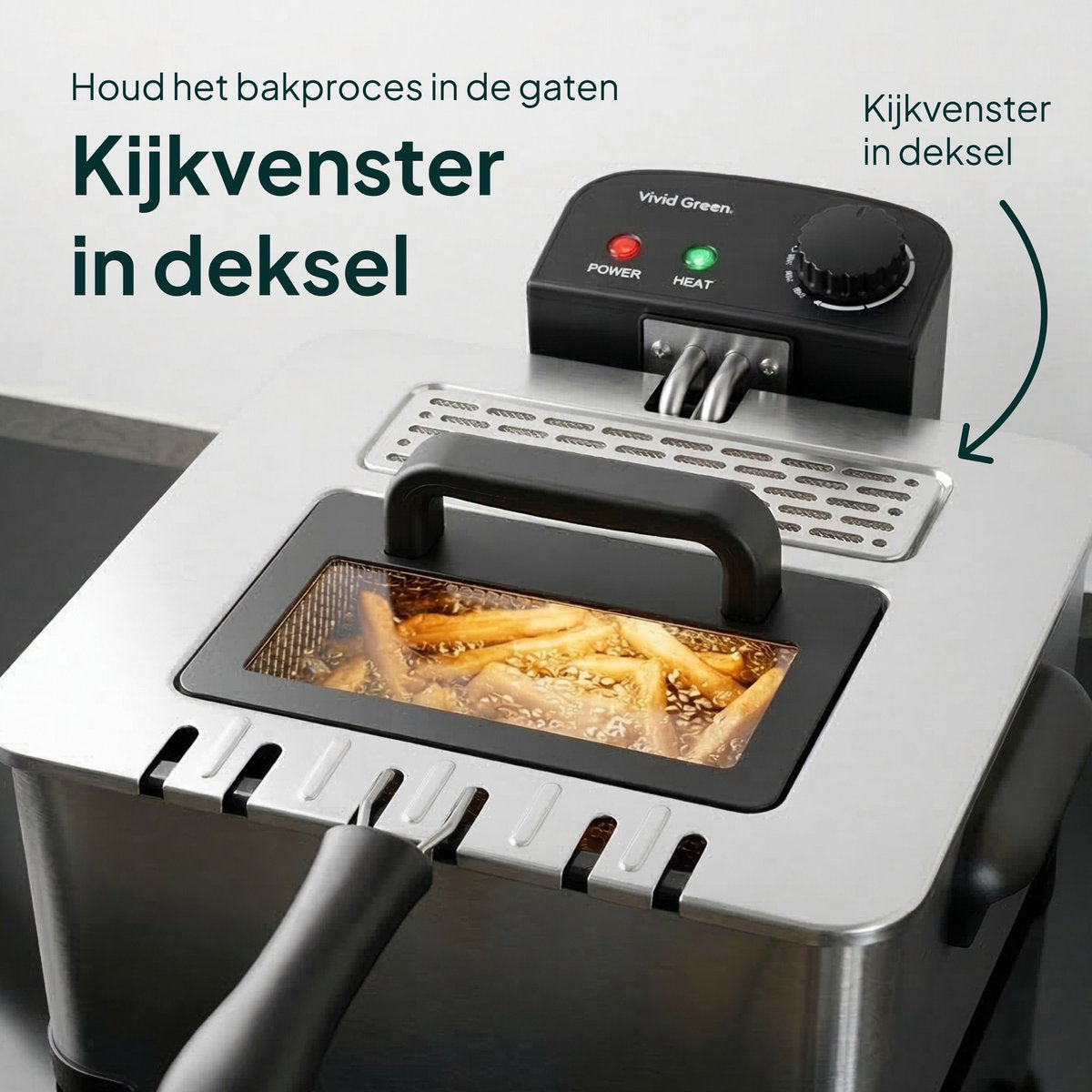 Friteuse Vivid Green 5 litres en acier inoxydable