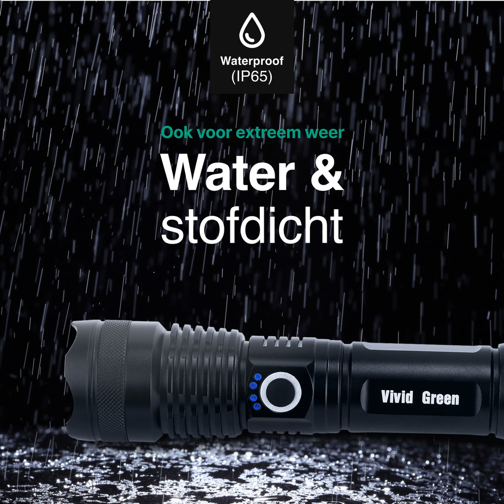 Lampe torche rechargeable Vivid Green 5000 mAh - 2500 lumens - Noir