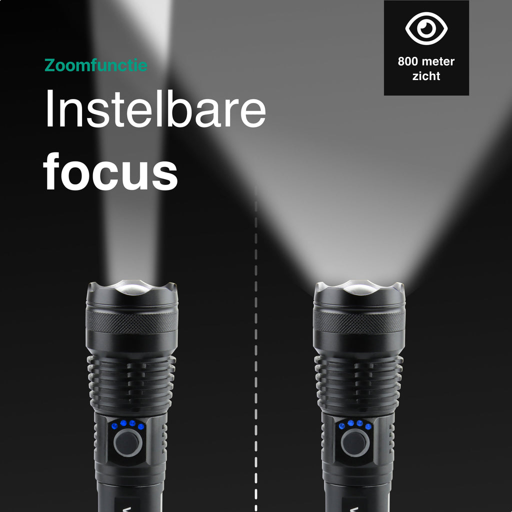 Lampe torche rechargeable Vivid Green 5000 mAh - 2500 lumens - Noir