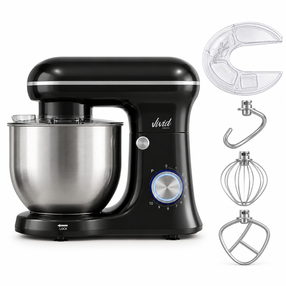 Robot pâtissier Vivid Green 1500W Bol mélangeur 5L
