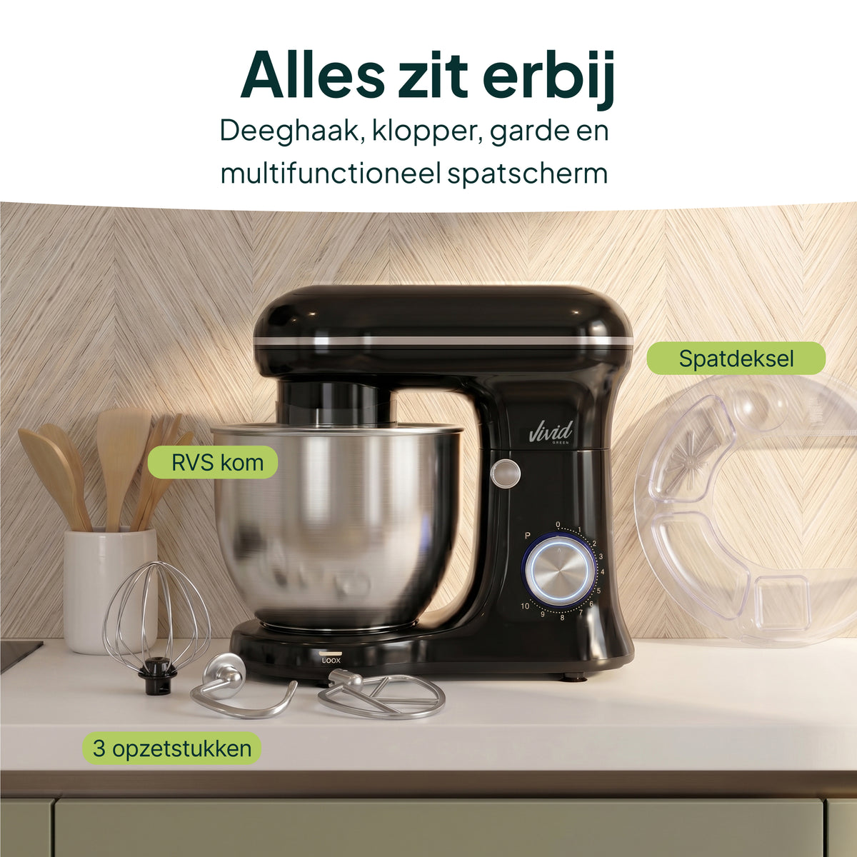 Robot pâtissier Vivid Green 1500W Bol mélangeur 5L