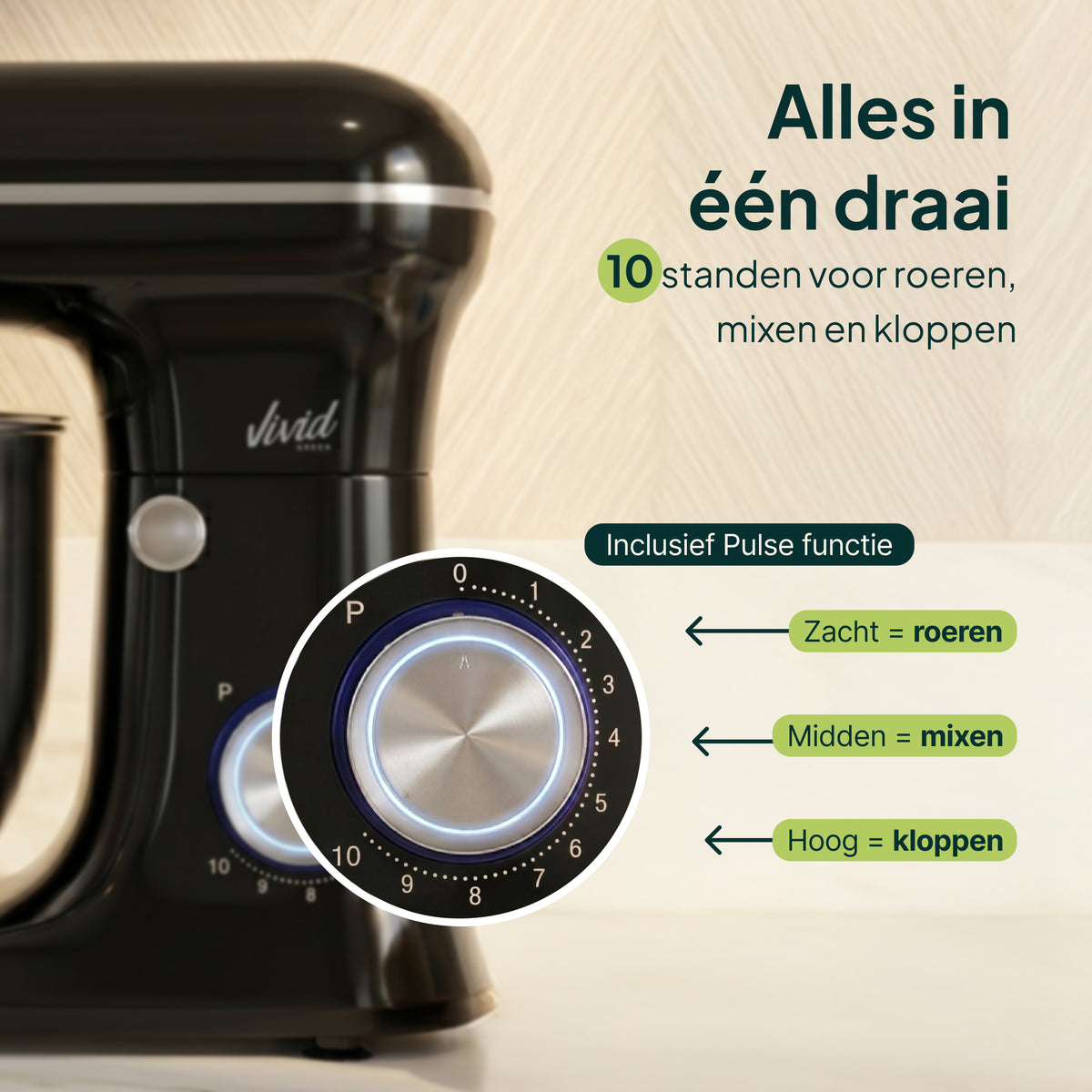 Robot pâtissier Vivid Green 1500W Bol mélangeur 5L