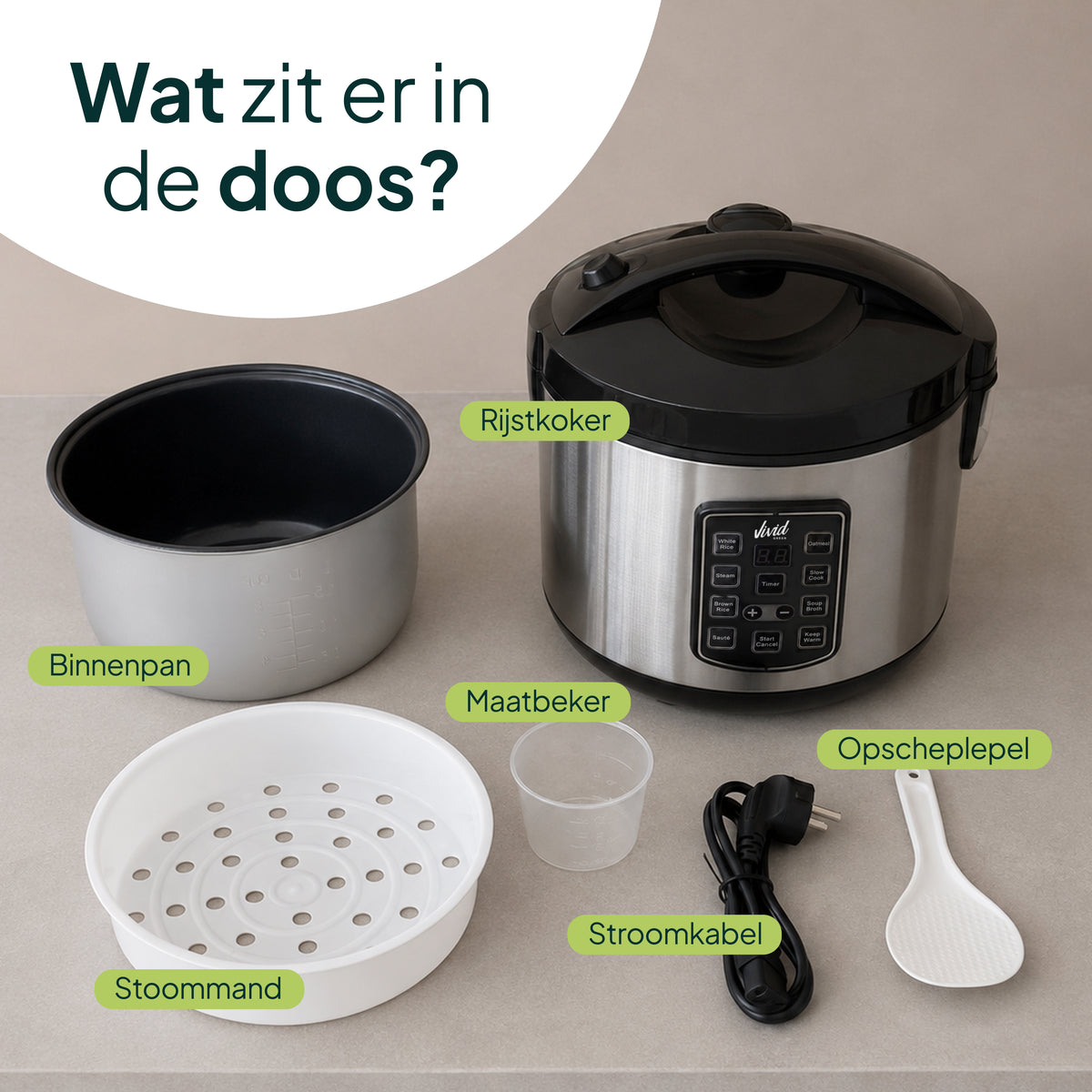Cuiseur à riz Vivid Green avec cuit-vapeur